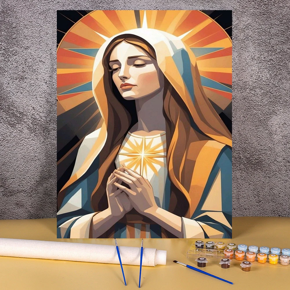 

Holy Mother Oil Paint By Numbers Frameless Picture Handpainted Gift Digital Painting For Adults Bedroom Wall Decor For Home