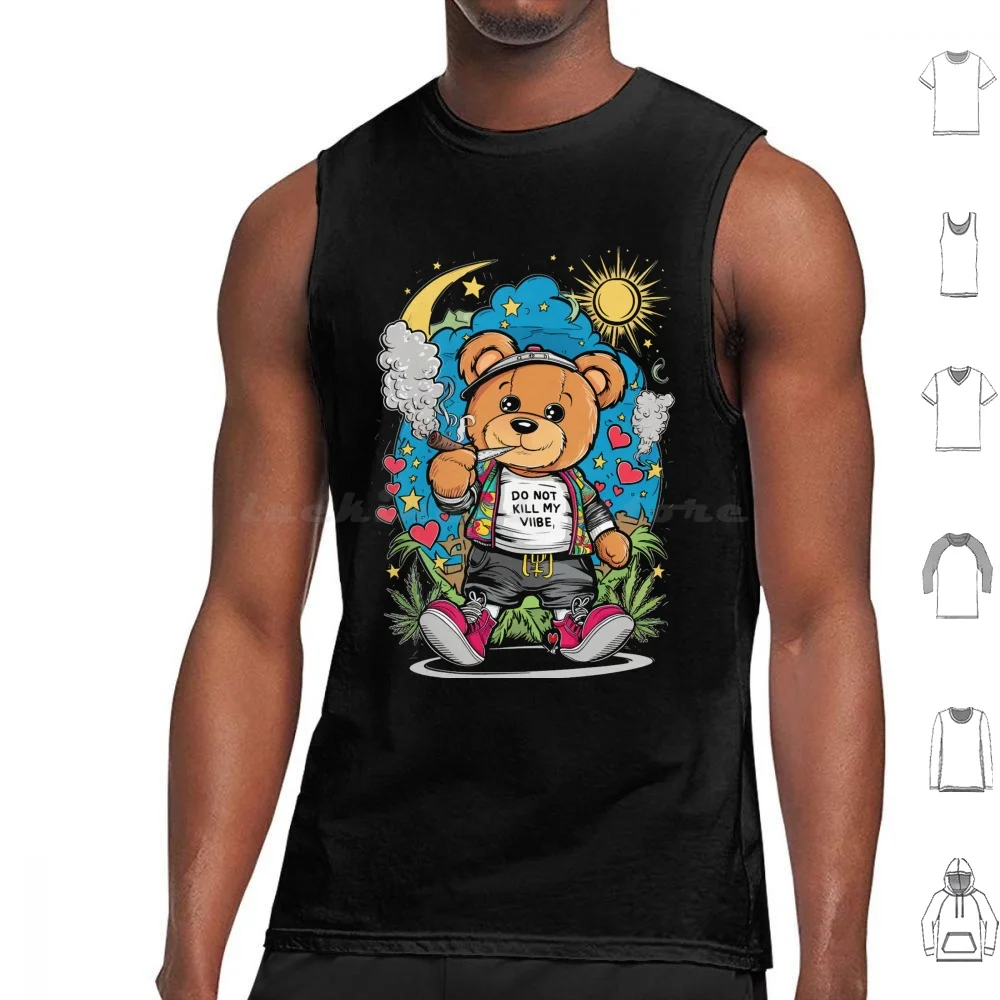 Do Not Kill My Vibe Teddy Bear Sneaker Gangster Tank Tops Print Cotton Do Not Kill My Vibe Teddy Bear Sneaker Gangster