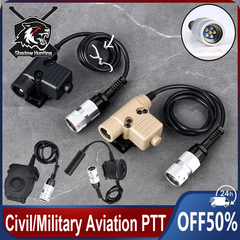 

NEW WADSN Civil TCI U94 PTT Aviation Plug Series PTT For CII/MSA/EARMOR/TCA/TRI Outdoor Hunting Scout Headset Accessories