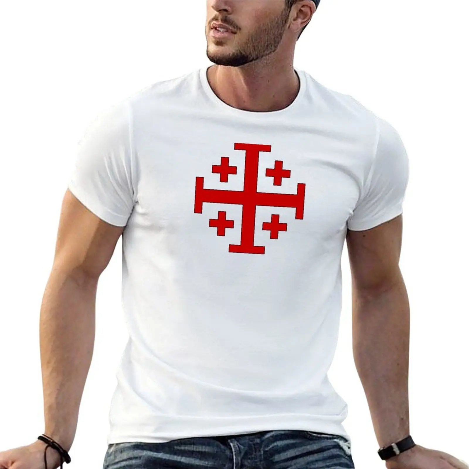 Order of the Holy Sepulchre, Five-fold Cross T-Shirt summer shirt oversized plain black t shirts men