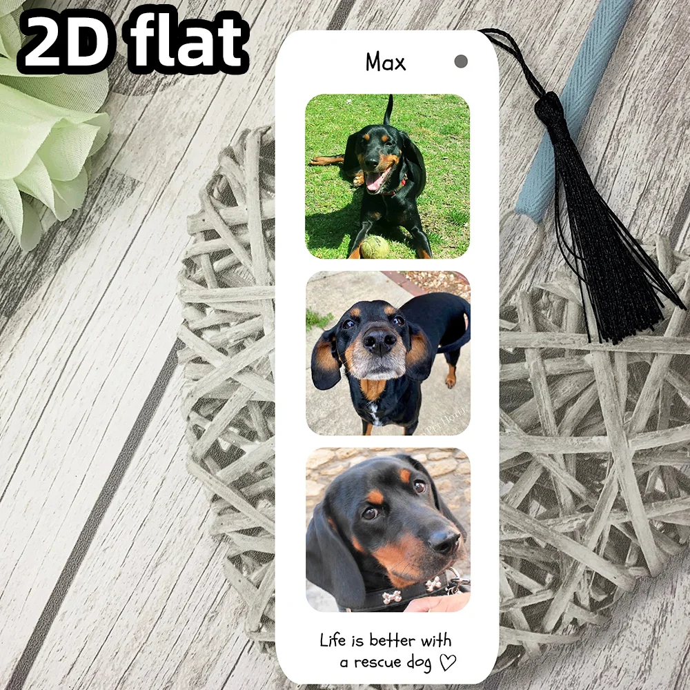 1PC Personalised Bookmark with Tassel, Add 3 Custom Photos & Personal Text, Ideal Gift for Mother’s Day, Birthday, or Friends