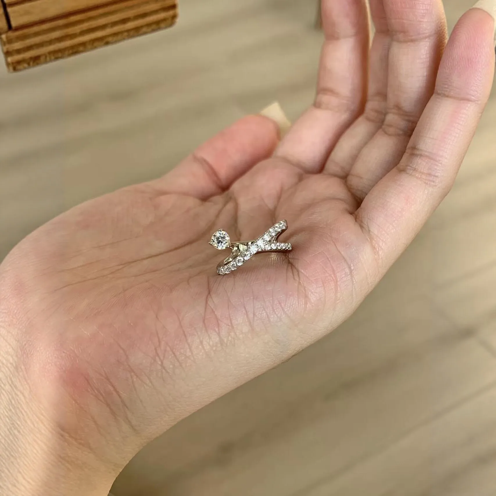 9999 Gold Luxury Full-Diamond Cross Opening Ring - Women's Elegant and Versatile Ring - Small-Scale High-End Handwear