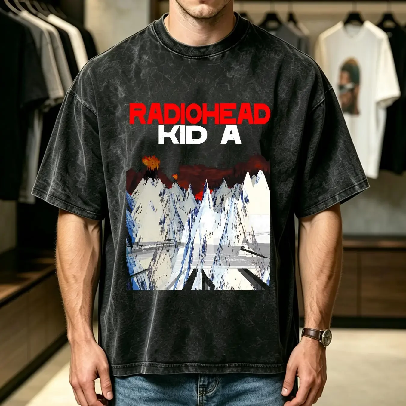 washed T Shirt Vintage 2000 Radiohead A Black S 3XL long or short sleeves vintage Washed Comfortable Unisex homme streetwear