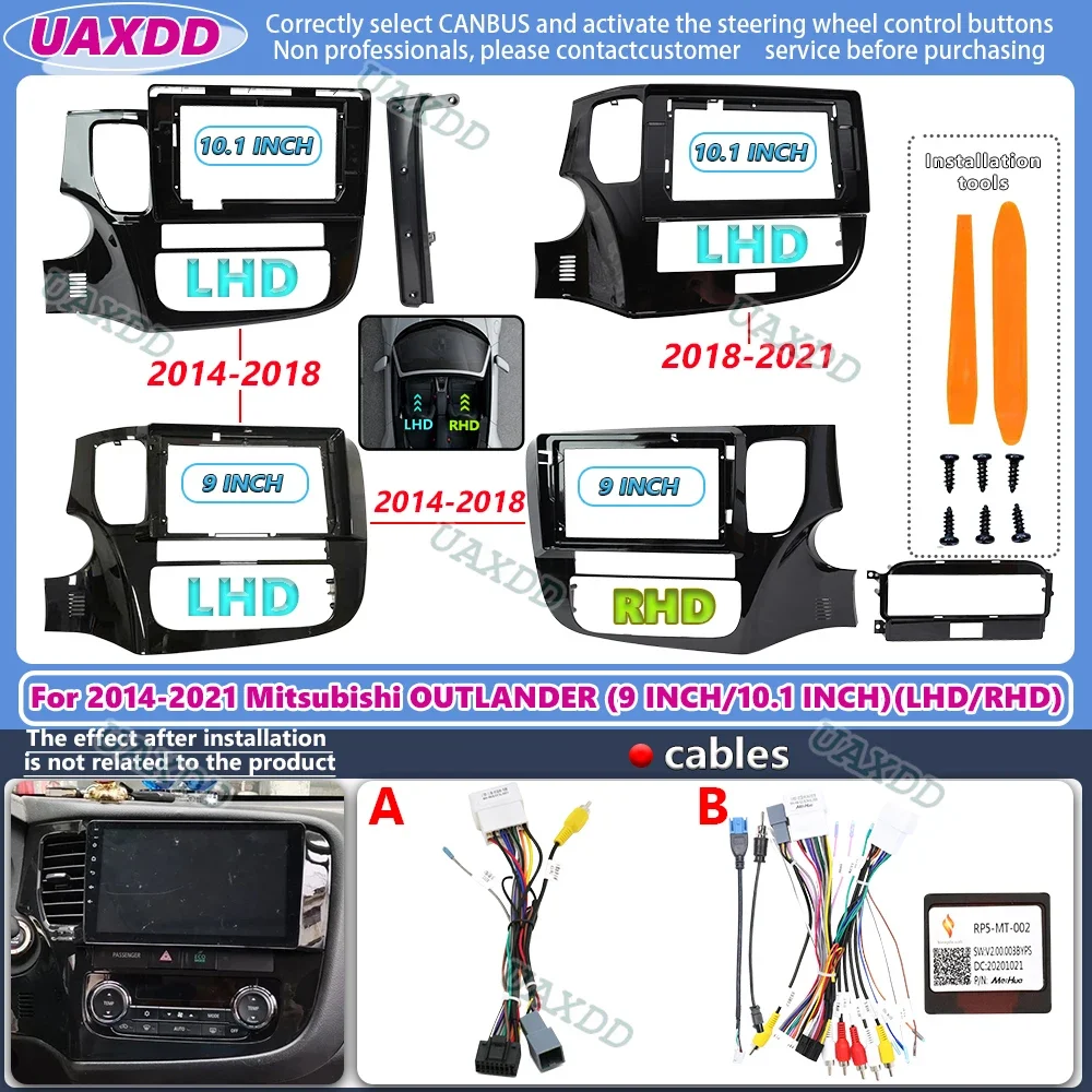 

9 10.1 Inch Car Frame Fascia Adapter Android Radio Dash Fitting Panel Kit For Mitsubishi Outlander 2014-2021 cable canbus box