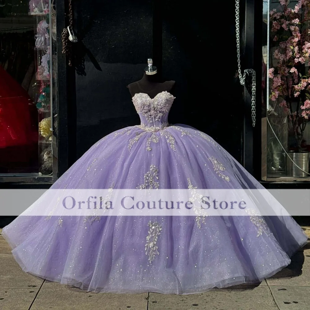 Lilac Princess Sweet 16 Quinceanera Dresses Birthday Party Appliques Corset Gown Ball Gown Vestido De 15 Anos Customized