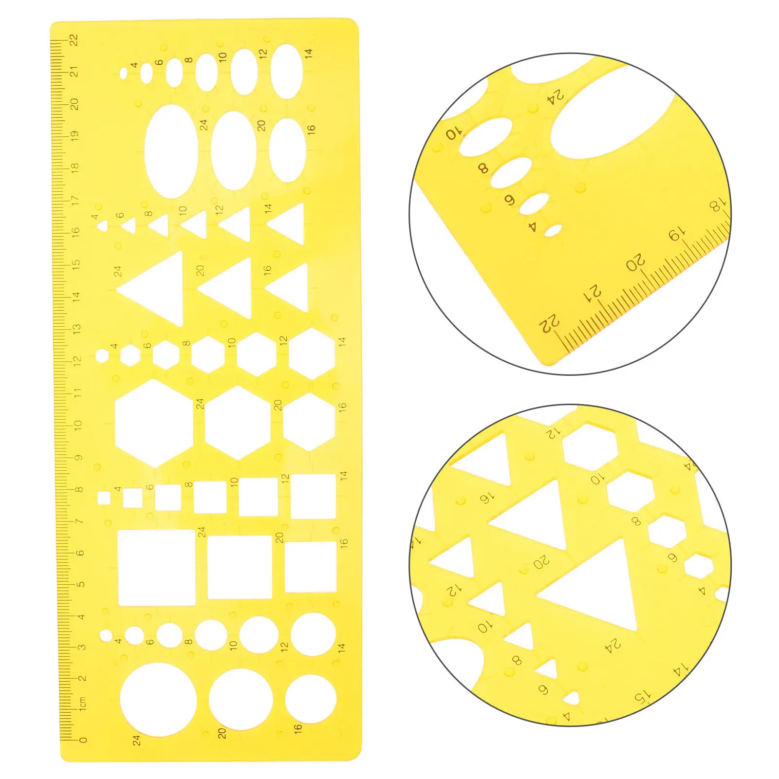 Gabarit circulaire en plastique, pochoir circulaire jaune, outil de dessin portable, aide au design, règle de mesure précise pour les architectes et les ingénieurs.