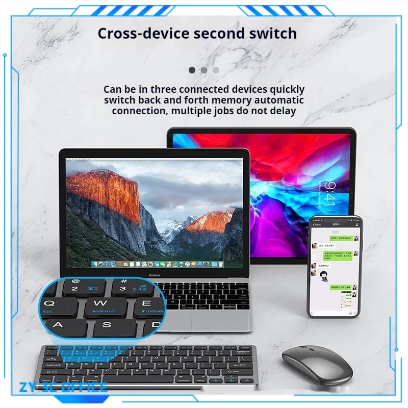 2024 New Ultra-Thin Charging Bluetooth+2.4g The Three Moduleskeyboard And Mouse Set For Business Office Silent Ergonomic Design