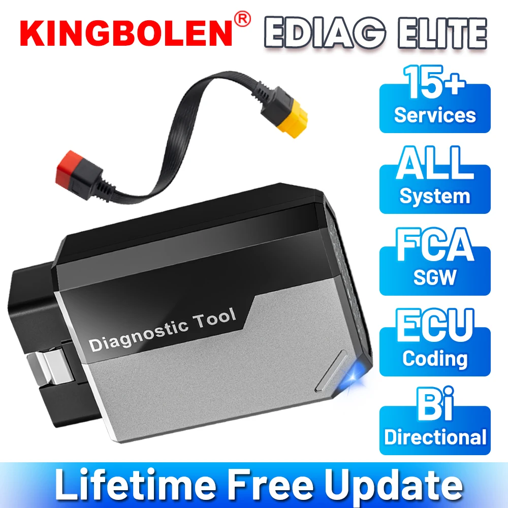 Image of Lebenslang kostenloses KINGBOLEN Ediag Elite Auto-OBD2-Diagnosegerät, alle Systeme, 15 Reset-Funktionen, bidirektionale ECU-Codierung, Auto-OBD2-Scanner, vergleichbar mit THINKDIAG EDIAG LINK