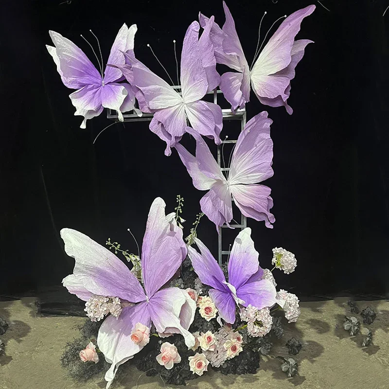 Simulated three-dimensional paper art butterfly finished paper art flower wedding background wall decoration shop