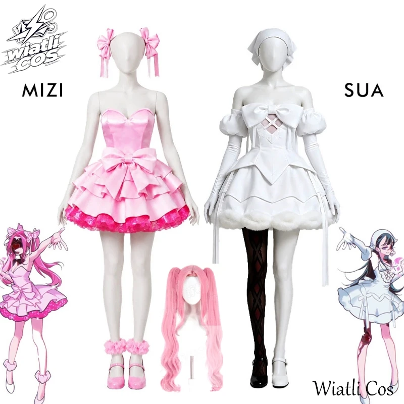 Wiatli Vampire Stage ZOMST Sua Mizi Disfraz de Cosplay con diseño de pastel, Traje con hombros descubiertos, Conjunto adorable para Anime, Actuación de Ídolo de Escenario Alienígena