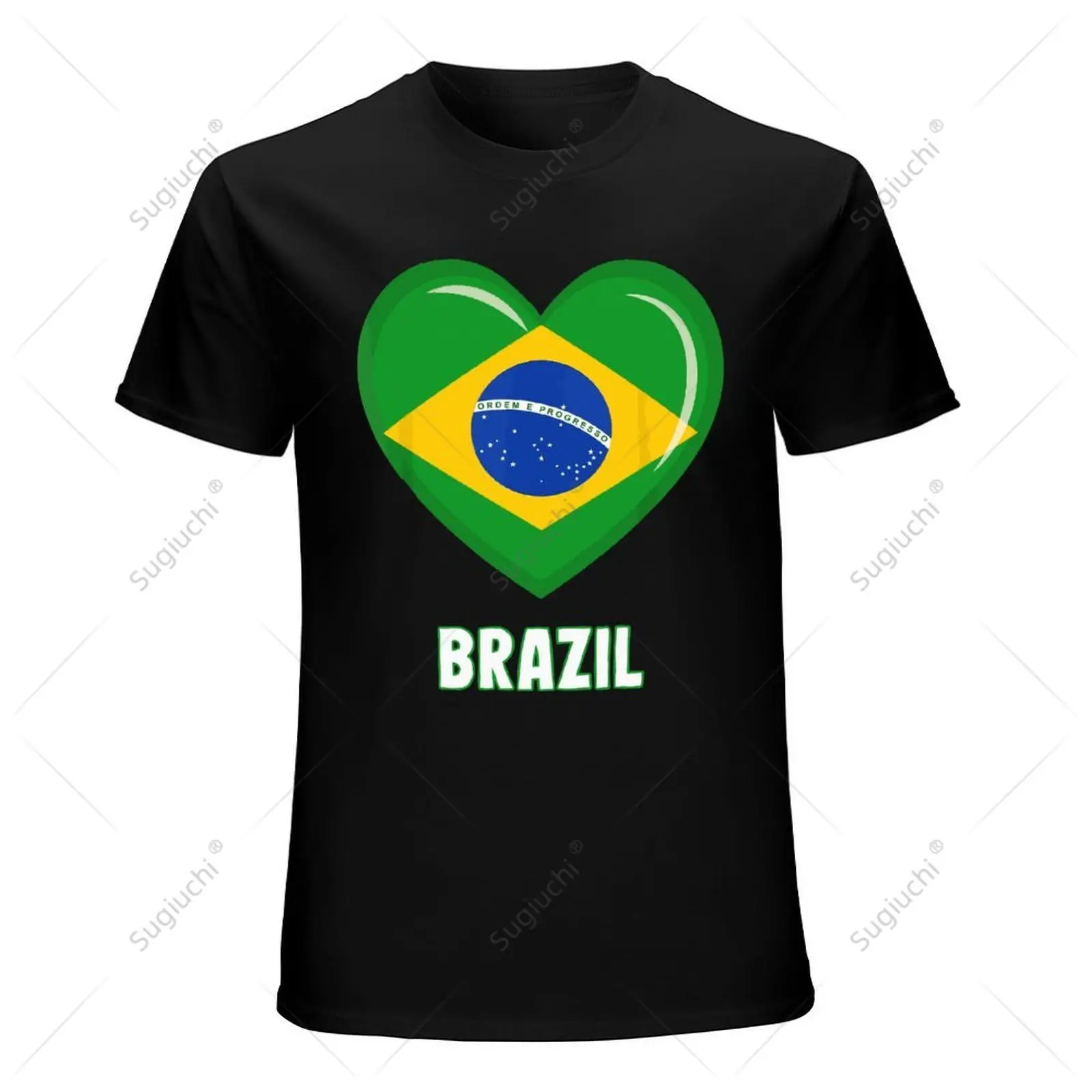 Camiseta brasileña con bandera de Brasil para hombre y mujer, camisa Unisex con corazón, 100% de algodón