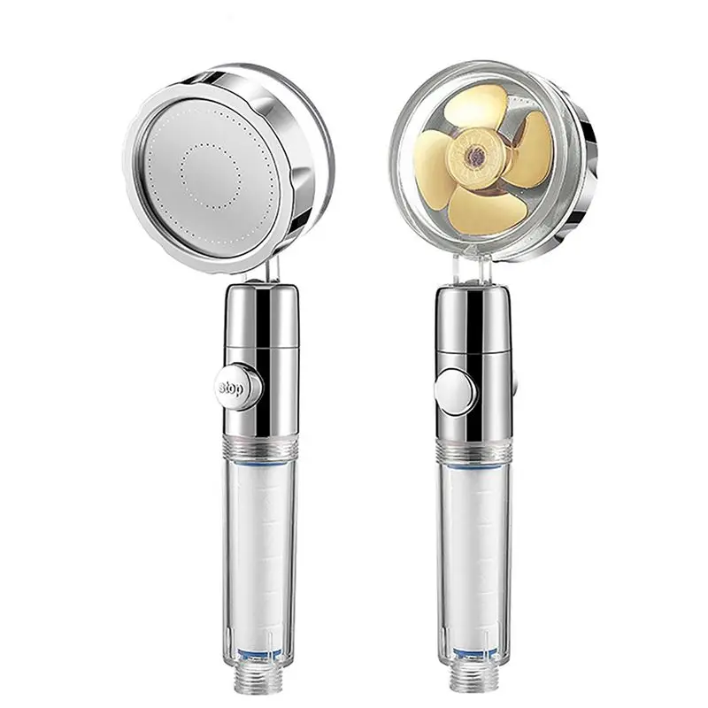 2X Supercharged Shower Head Shower Head High Pressure Shower Set Super Turbo Shower With 3 Spray Modes Gold-A68E