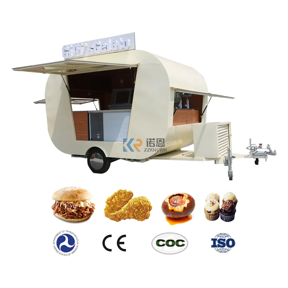 Newest Mobile Food Trailer Food Cooking VanFood Van Takeaway Trailer CE DOT Approved Fast Coffee Catering Cart