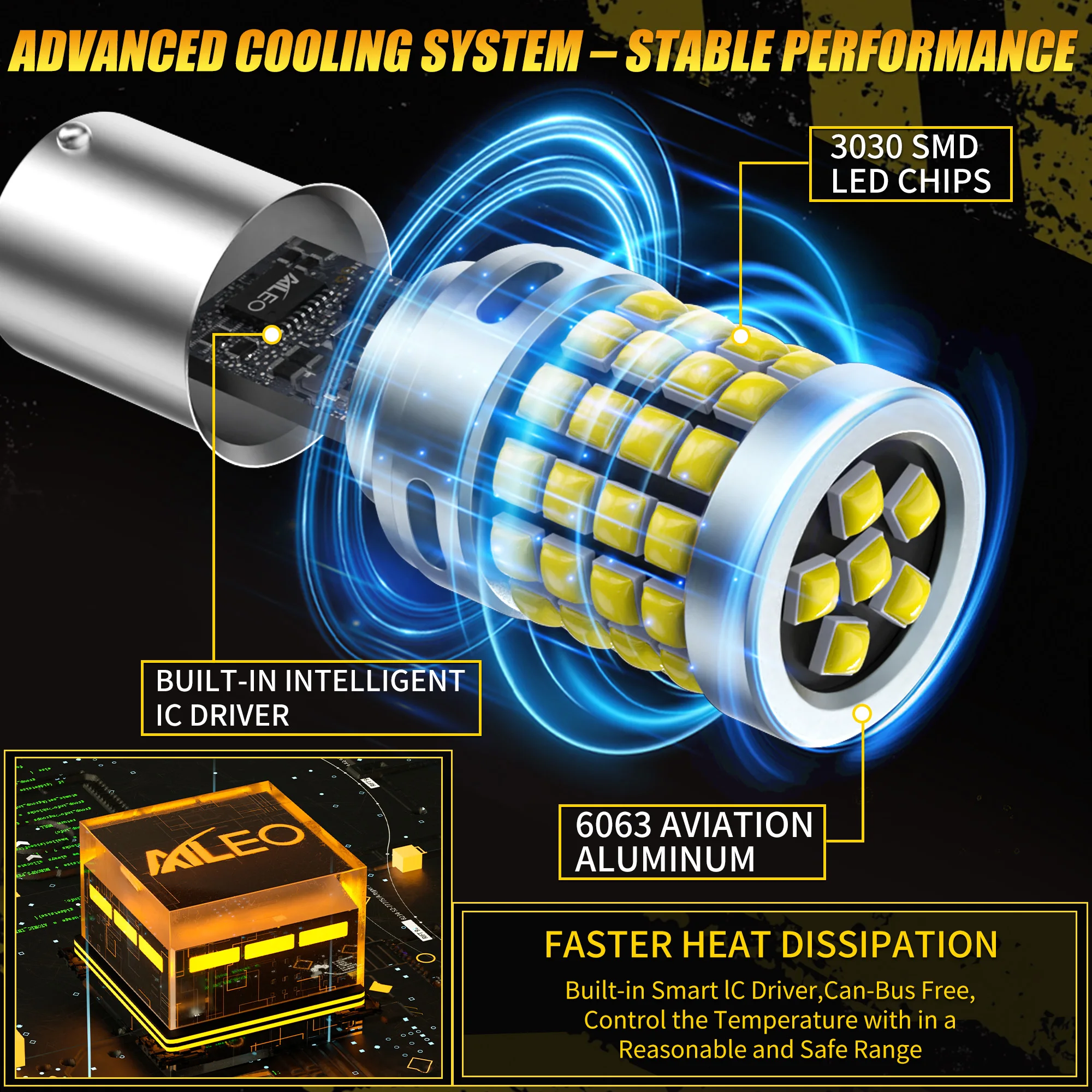 Aileo 2 قطعة سيارة LED عكس الضوء لمبة 1156 BA15S P21W 54 قطعة 3030SMD ل VWPassat B5 B6 جولف Canbus مصباح تلقائي خطأ مجاني تيار مستمر 12 فولت #4