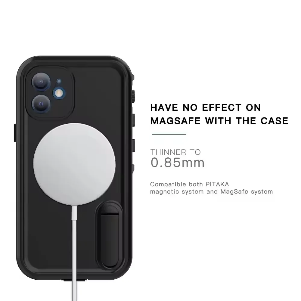 Capa msgsafe à prova d'água ip68 para iphone 13 pro max 13 pro, capa resistente à prova de choque com suporte