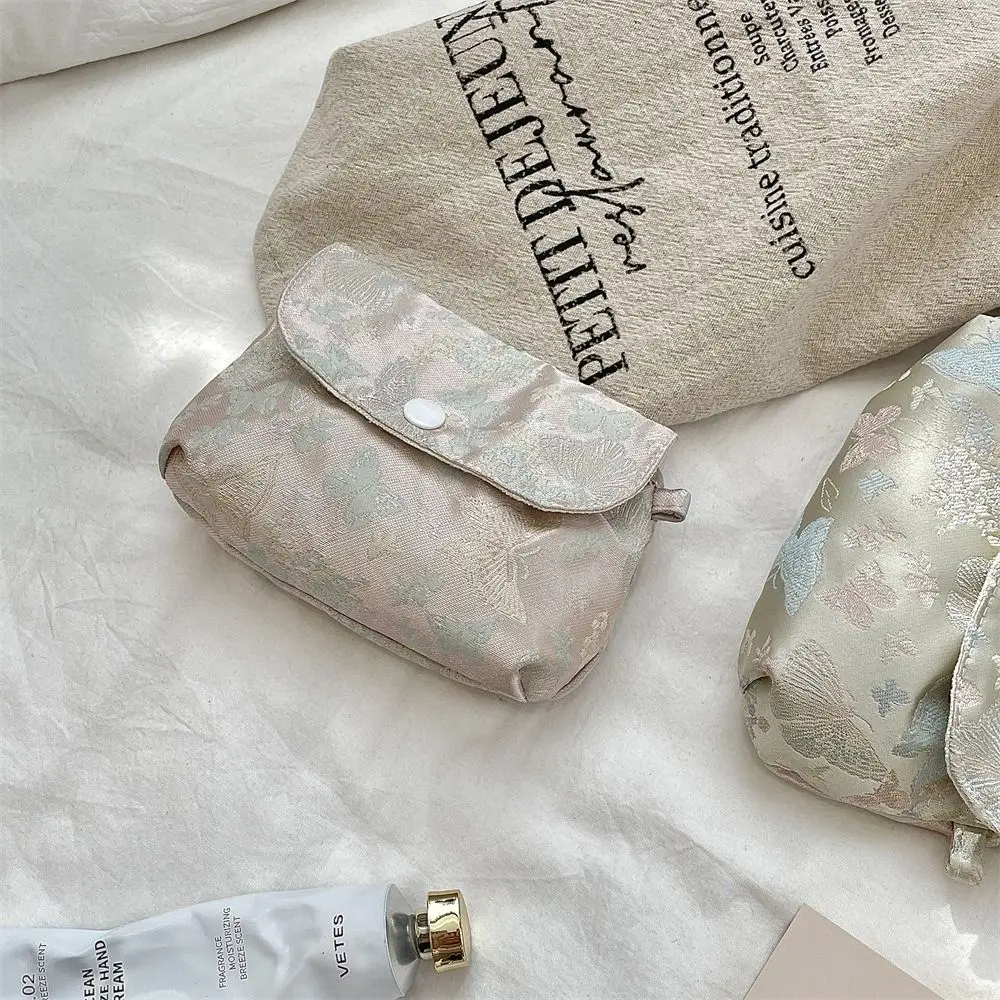 

Embroidery Button Coin Purse Pearl Keyring Butterfly Small Lipstick Bag Sweet Lightweight Chinese Style Storage Bag Daily