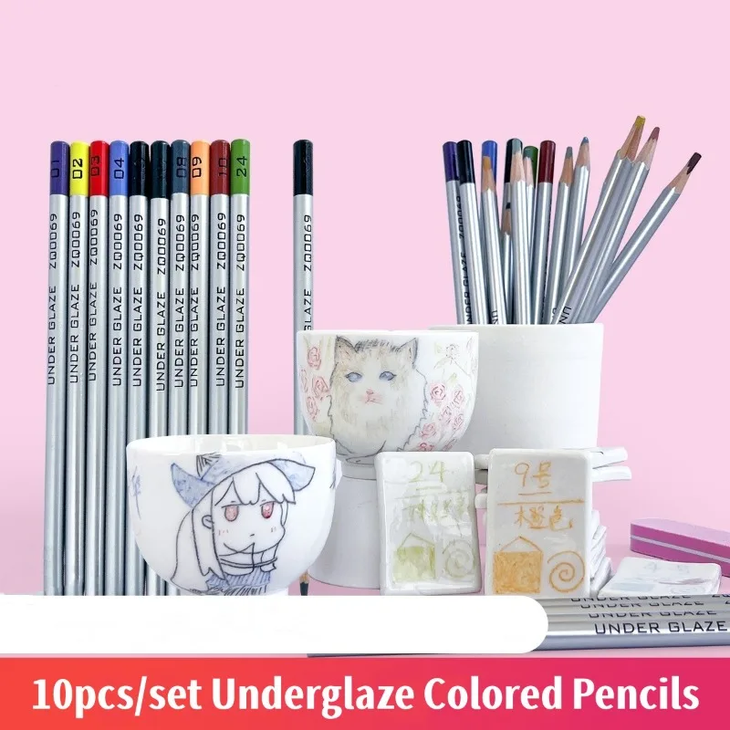 10-color Boxed Ceramic Art Underglaze Colored Pencils DIY Handmade Hand-painted Glaze Chalk Pottery Painting and Coloring Tools