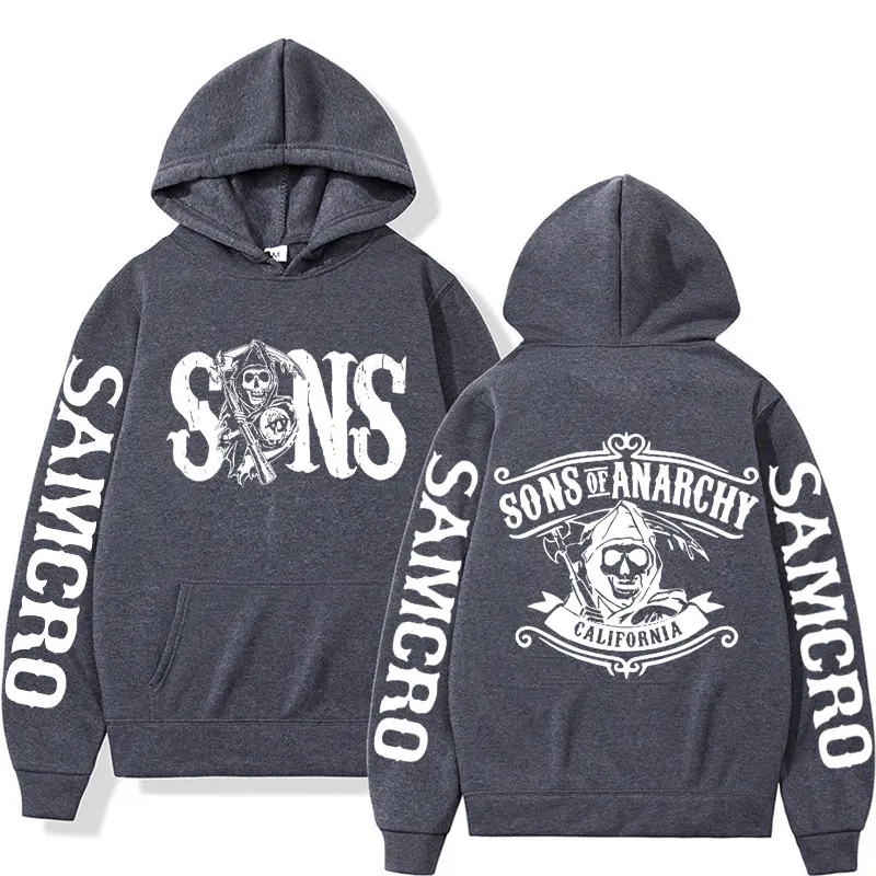 Sons of Anarchy Double Sided Graphic Hoodie Men Women Hip Hop Cool Pullover Sweatshirt Man Retro Oversized Hooded Y2k Streetwear