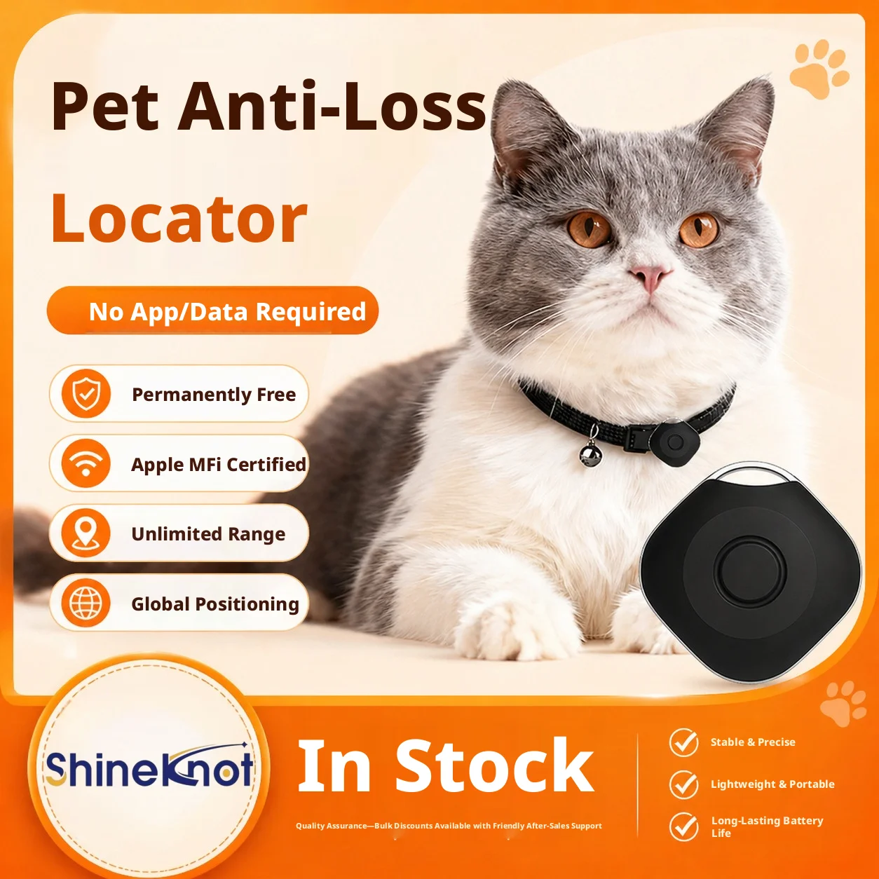 

SHINEKNOT Pet Locator Gps Anti Loss Device, Cat Positioning Collar, Anti Walking And Anti Lost Dog Tracking Device
