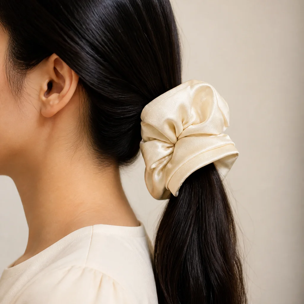 XYPP-71 Handmade Pattern Single-Layer Scrunchie Handmade Elastic Hair Tie for Ponytail and Bun, Soft Gathered Hair