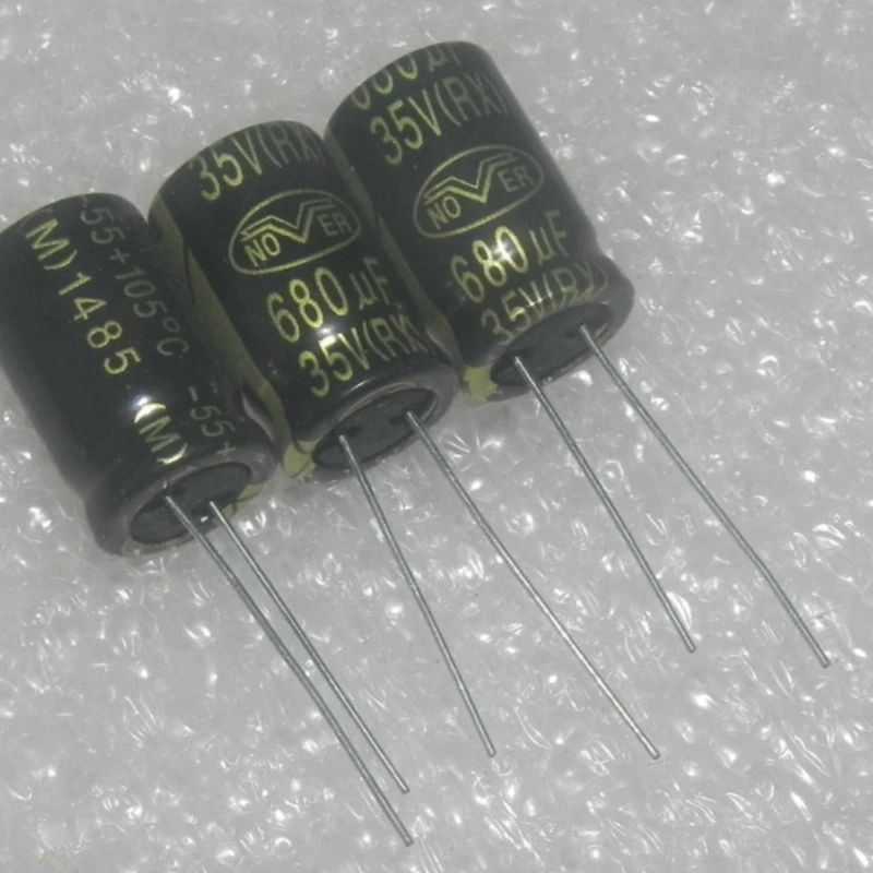 10 PÇS/LOTE 35V 680UF 35VDC 680UF RX Ouro Áudio Capacitor Eletrolítico