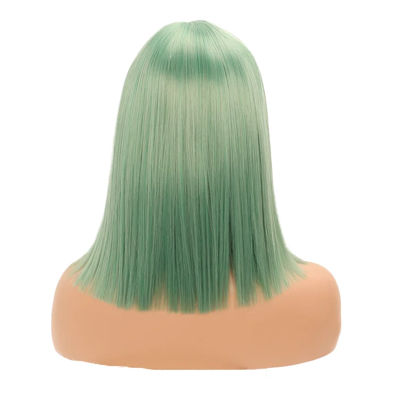 MSIWIGS المرأة قصيرة بوب الأخضر الباروكات الاصطناعية مع الانفجارات مستقيم الوردي الأحمر تأثيري حزب ارتداء اليومي شعر مستعار #3