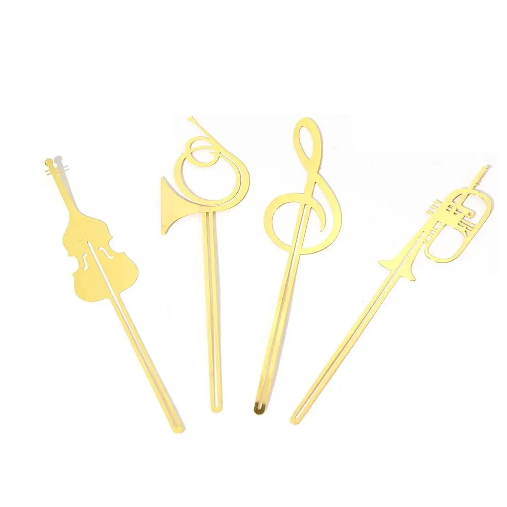 New Kawaii Cute Gold Musical Instruments Metal Book Markers Bookmark For Books Paper Clips Office School Supplies Stationery