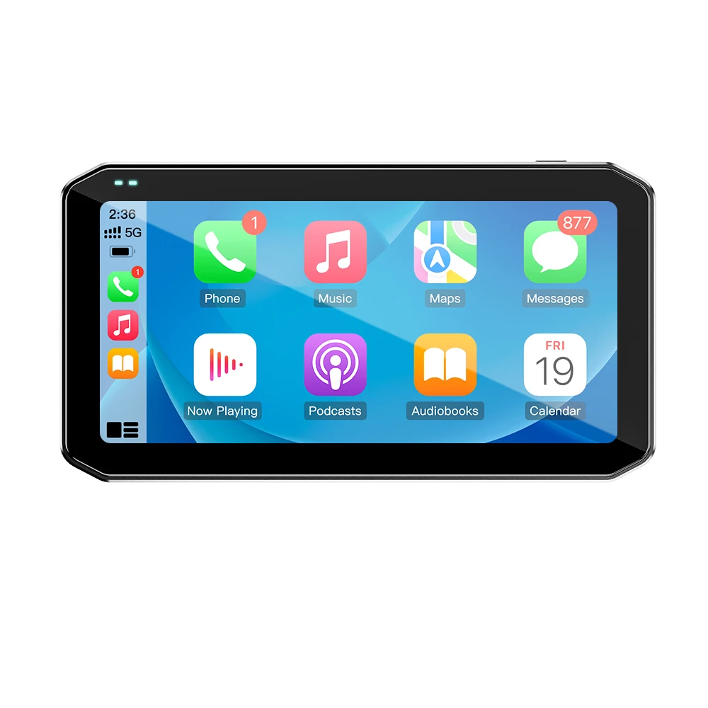 Grandnavi 6.29inch Touch Screen Wireless Carplay Android Auto BT Player Music USB 5V Portable Motorcycle Display