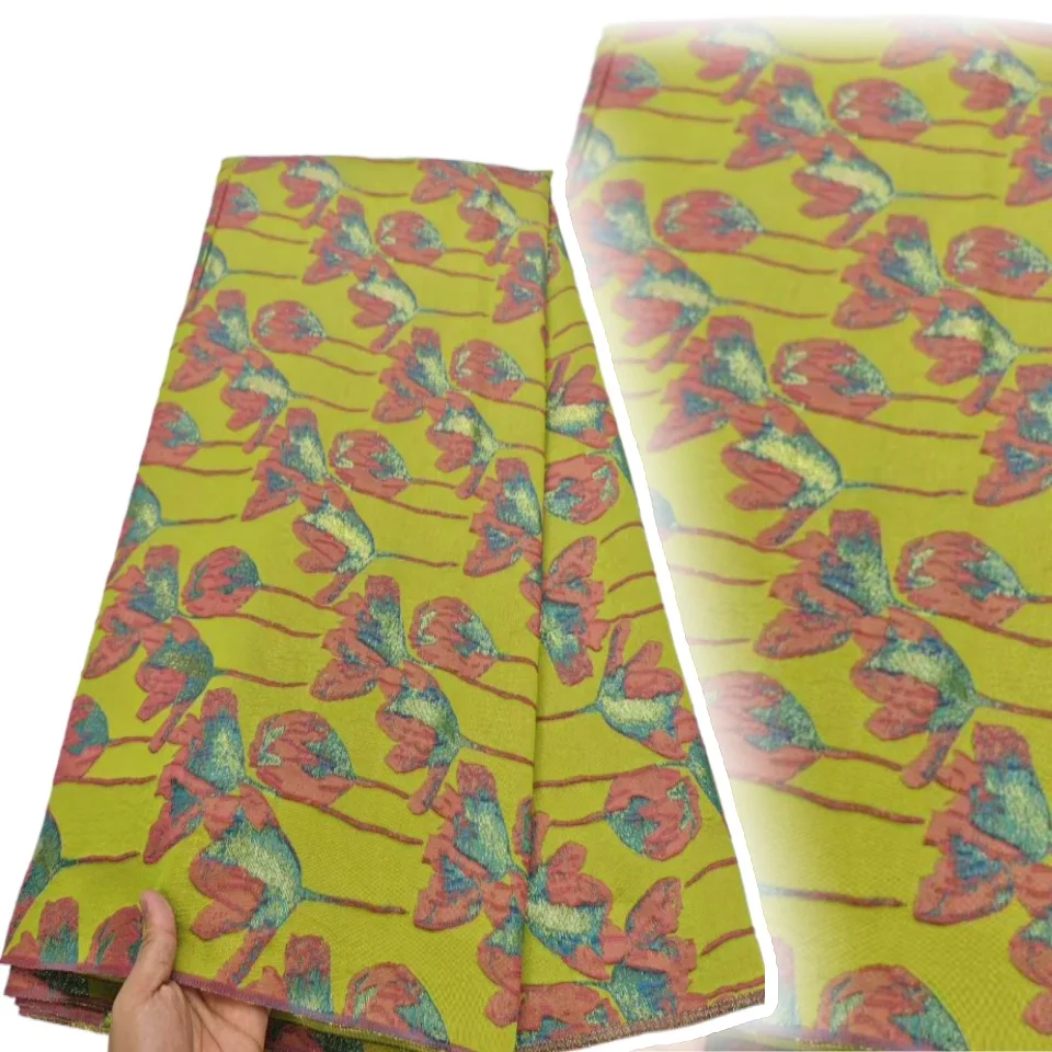 

New Arrival African Brocade Lace Fabric Jacquard Organza Fabric High Quality Damask Jacquard for Wedding Evening Dresses AH1171