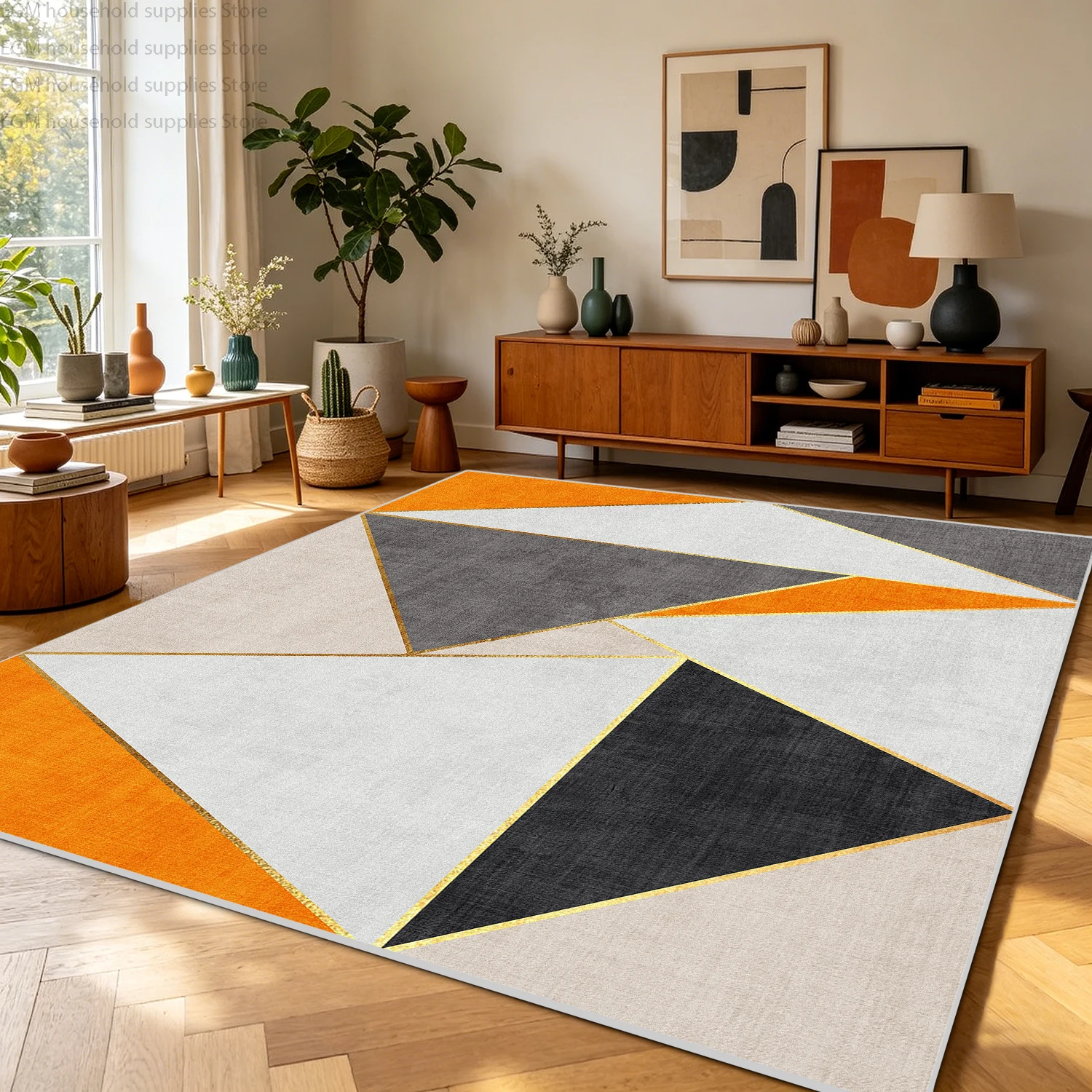 Geometric Nordic Triangle Colorful Carpet Modern Living Room Decoration Large Rugs Non-slip Washable Bedroom Lint-free Floor Mat