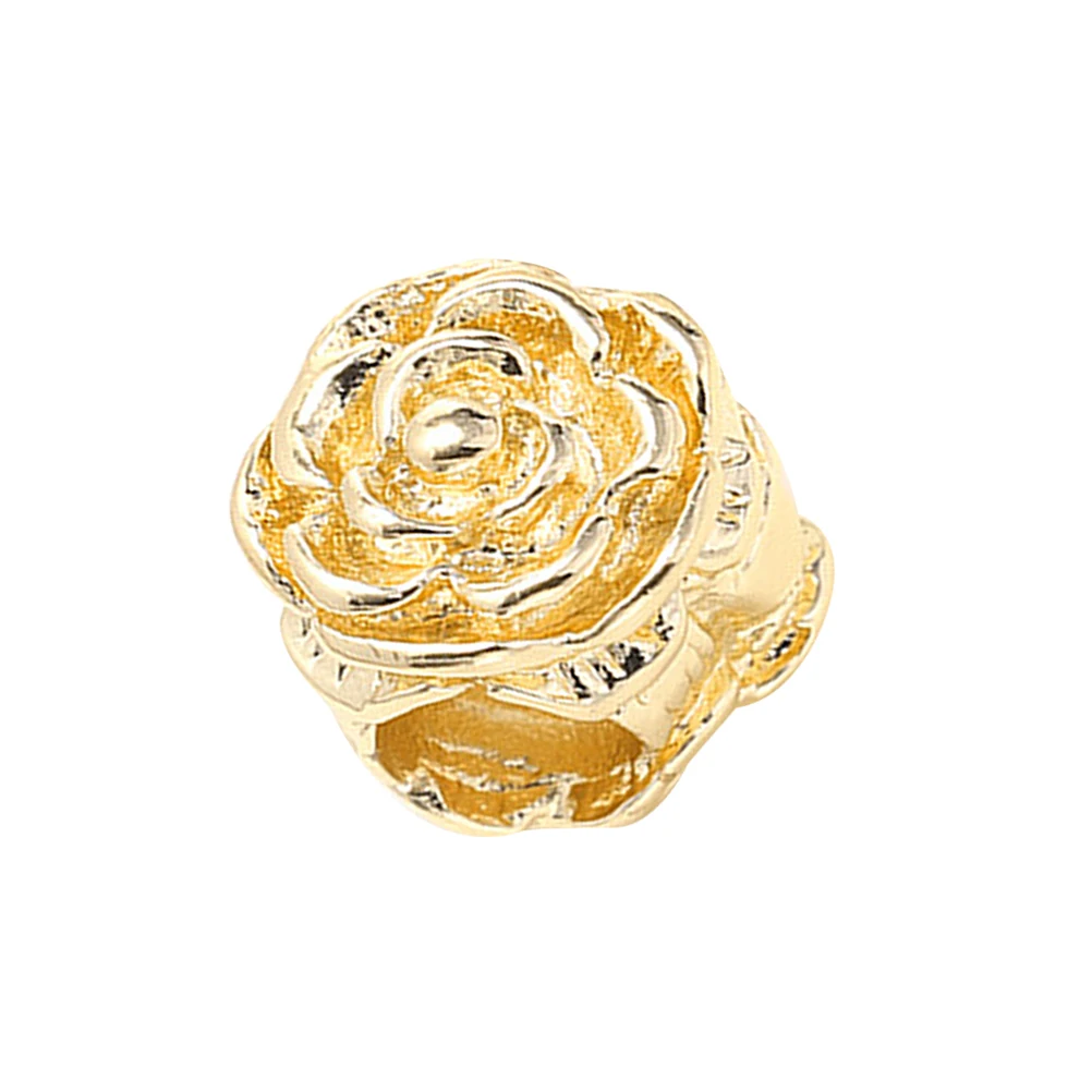 

5Pcs Golden Rose Jewelry Craft Beads Durable Safe Lightweight Large Hole Easy to Use for Necklace Bracelet Earring