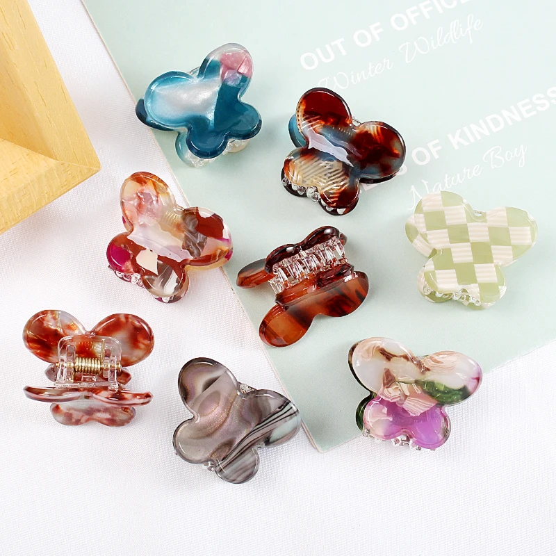 Acetate Butterfly Hair Clips para Meninas, Mini Garras, Presilhas, Grampo de Cabelo, Grampos para Crianças Coreanas, Acessórios para Cabelo, Presentes, Moda, 2Pcs