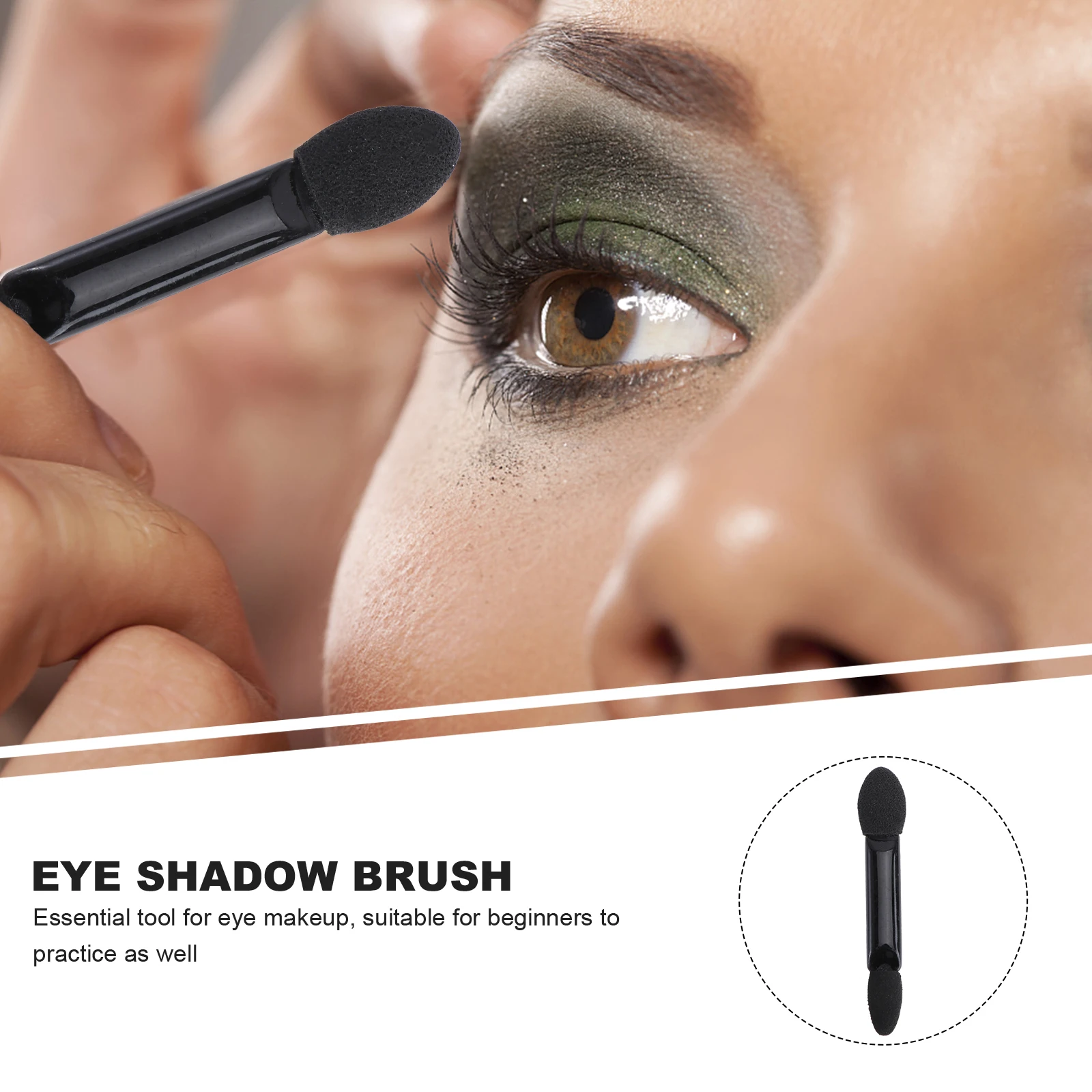 

10 Pcs Disposable Eyeshadow Brush Dual Sided Sponge Applicator Black Handle Oval Tips Makeup Tool For Women Travel Party