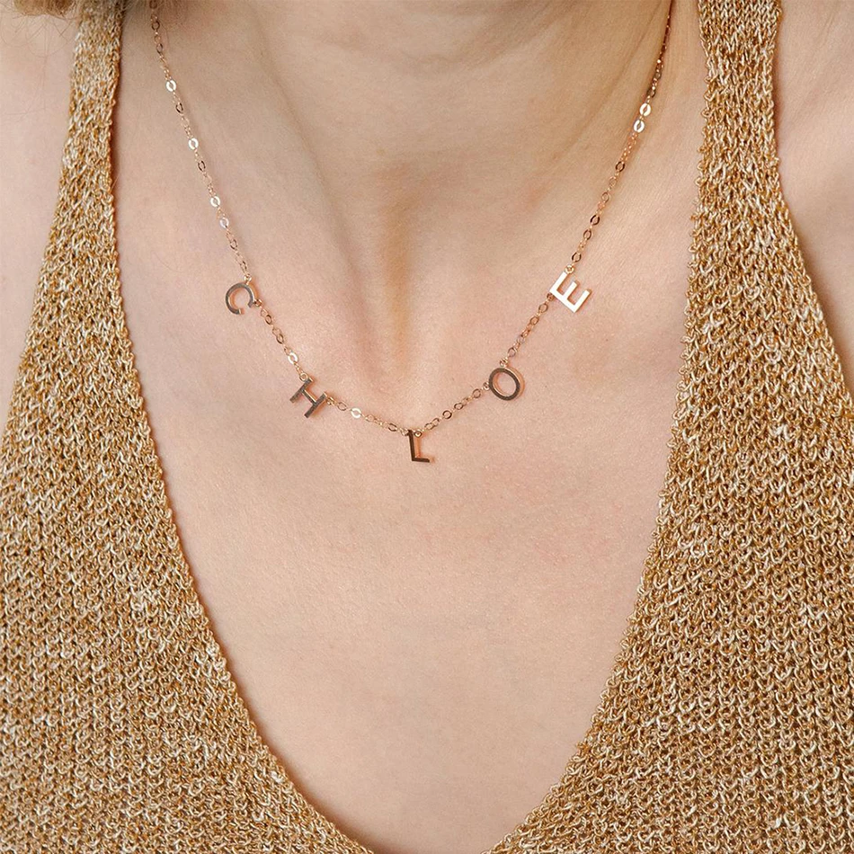 EMANCO Customized Stainless Steel Name Necklace Custom Personalized Letter Choker Necklace Pendant Nameplate Gift Dropshipping