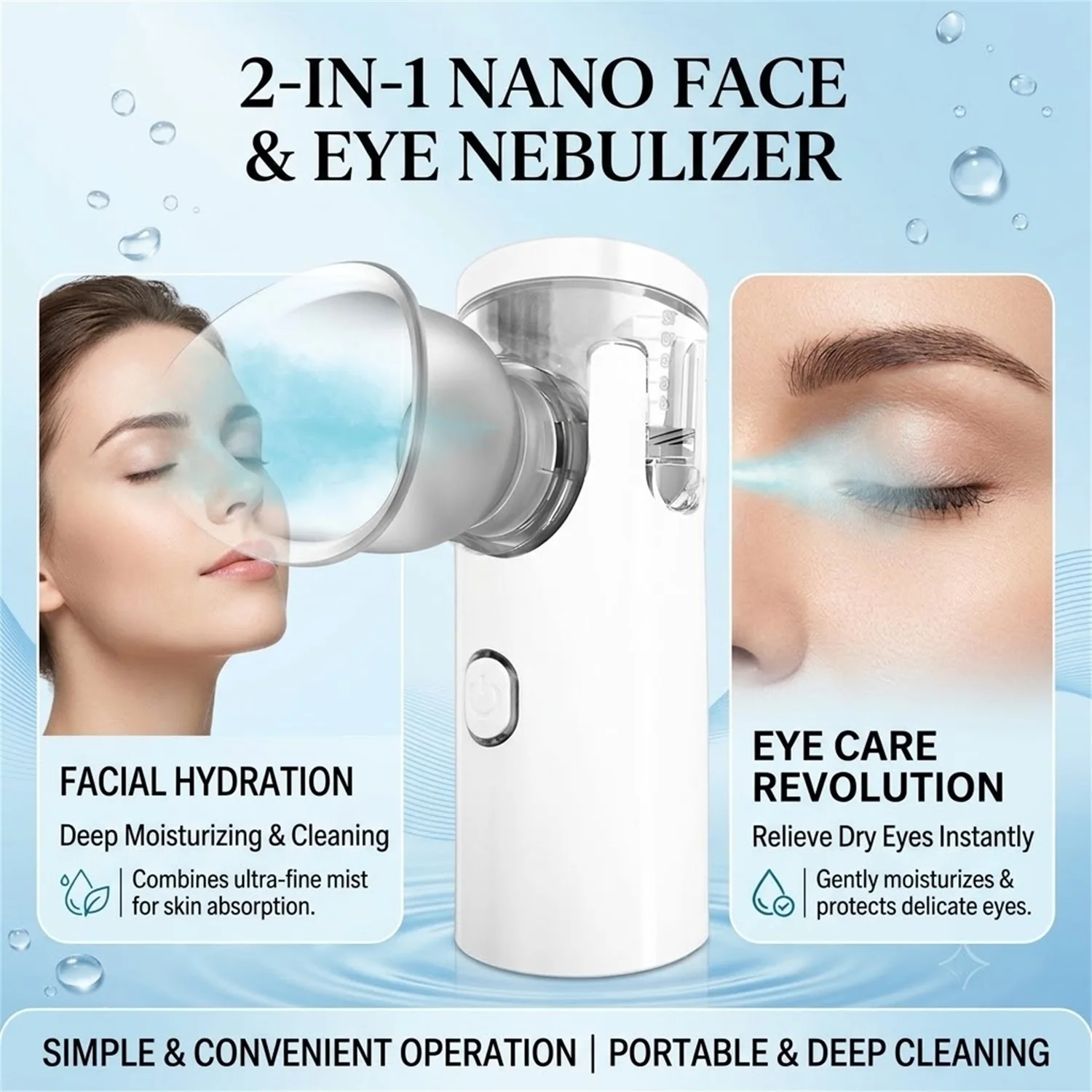 Handheld Eye Moisturizer Nebulizer for Dry Eye Relief Atomizer with Eyeshade Mesh Sprayer Household Eye Reliever