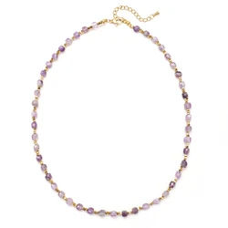 ZMZY 4MM Faceted Amethyst Necklace Natural Stones Beaded Collier Femme Women BOHO Necklace For Women Statement Jewelry