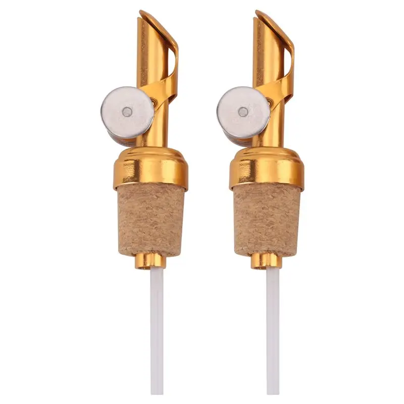 AS60-2 Pack de 2 Vertedores de Aceite de Oliva Dorados con Tapón de Corcho, Vertedores de Licor, Tapón para Aceite de Oliva y Vinagre para Cocina