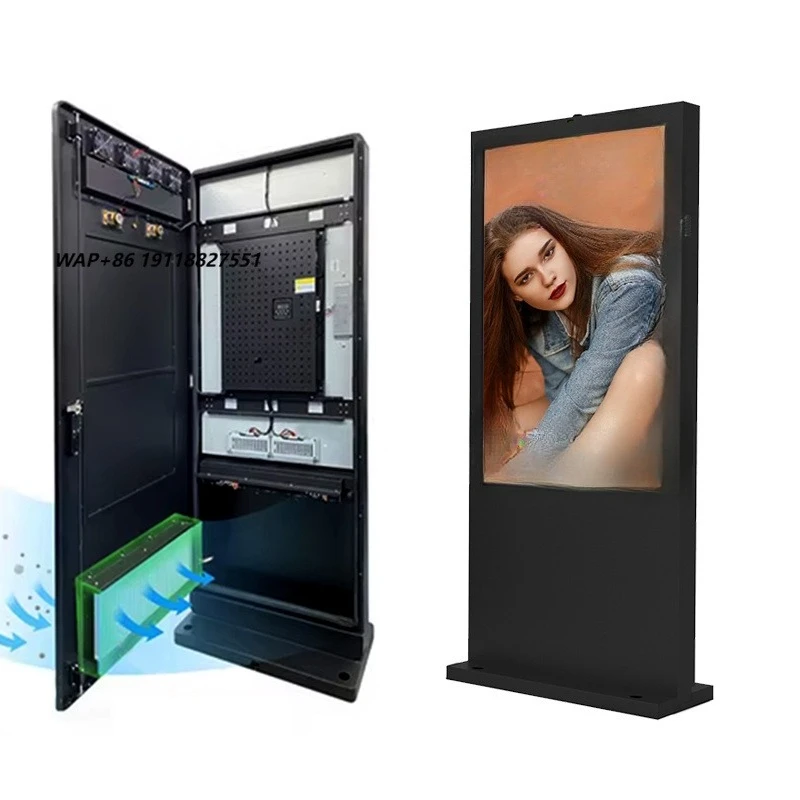 Multitouch Screen Vertical Advertising Media Player Outdoor LCD Display Exterior Totem Retail Stores Elevators Wayfinding SDK