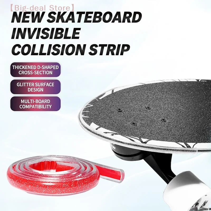 【M】0.6/1/2m Glitter Skateboard Edge Bumper Strip Thick D Shape No Residue Adhesive All Skateboards For Daily Skating Enthusiasts