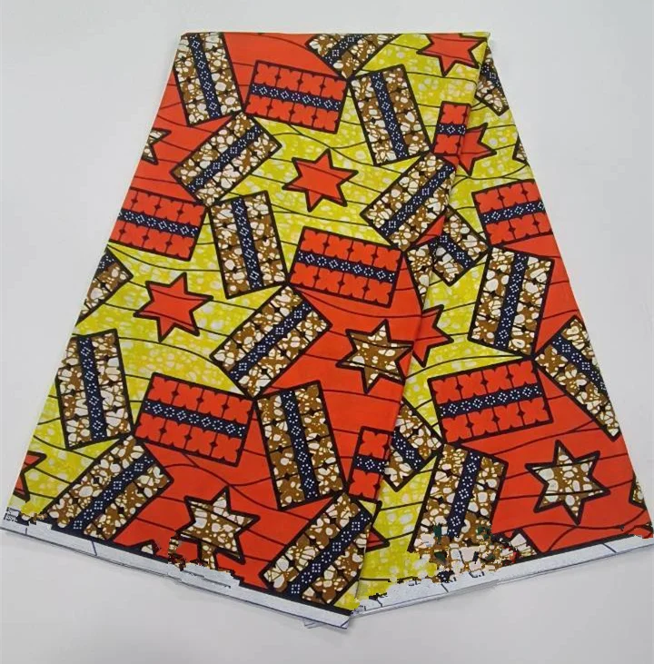 real fabric African wax high quality 100%cotton Ankara wax fabric for making dresses African style 6 yards