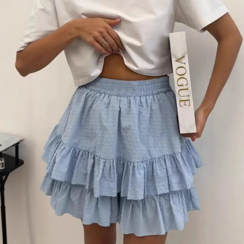 

New Spring/Summer Women's High Waist Lace Design Sexy Cake Skirt Elegant Solid Color European American Style