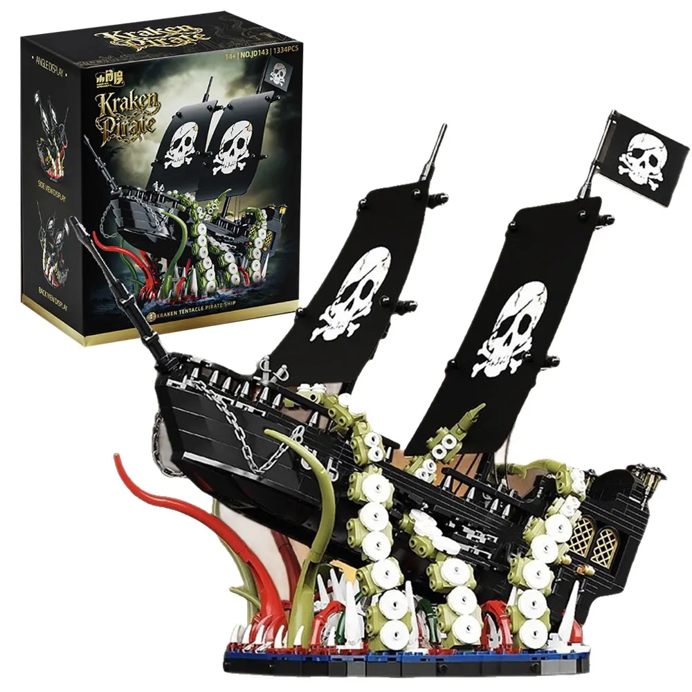 1334PCS Kraken Pirate Ship Building Blocks Set Octopus Tentacle Pirate Vessel Model Kit Bricks Display Ornament Gift for Adults