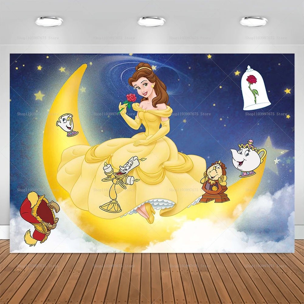 Schoonheid en het beest achtergronden prinses Belle thema meisjes verjaardagsfeestje achtergrond decoratie baby shower banner feestartikelen