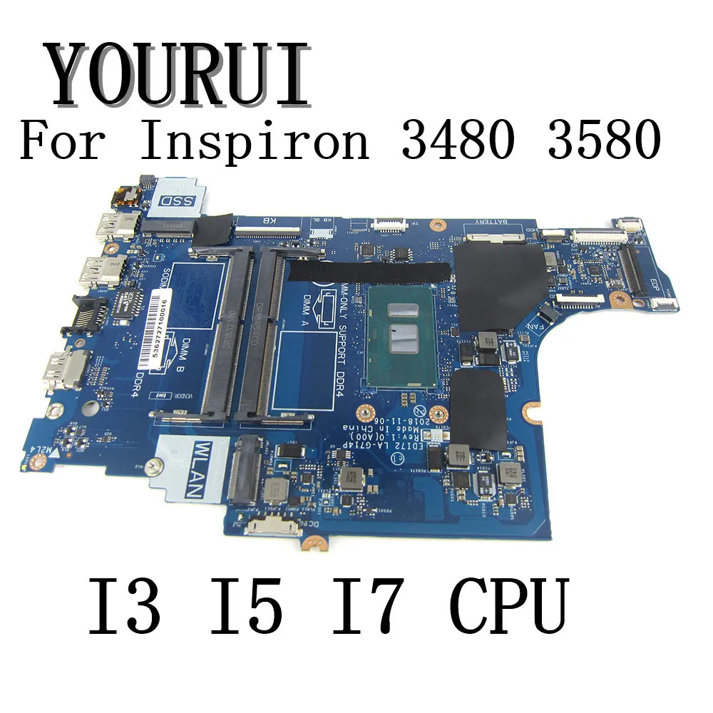 

For DELL Inspiron 3480 3580 3780 Laptop motherboard with I3-8145U/I5-8265U/I7-8565U CPU EDI54 LA-G712P Mainboard