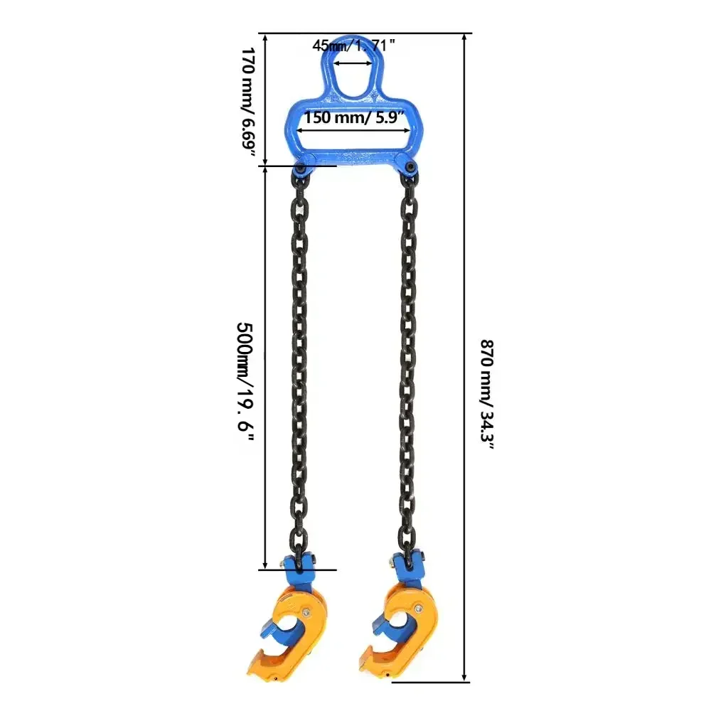 Upgrade Lifting Chain Sling Clamps for Engine Hoist Lift 2000 lbs Capacity Carbon steel Chain Suitable for Plastic Metal Drums