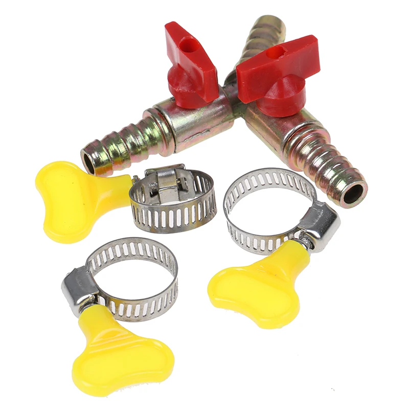 1 Set Y Type 3 Way Shut Off Ball Valve With Clamp Fitting Hose Barb Fuel Gas 10MM