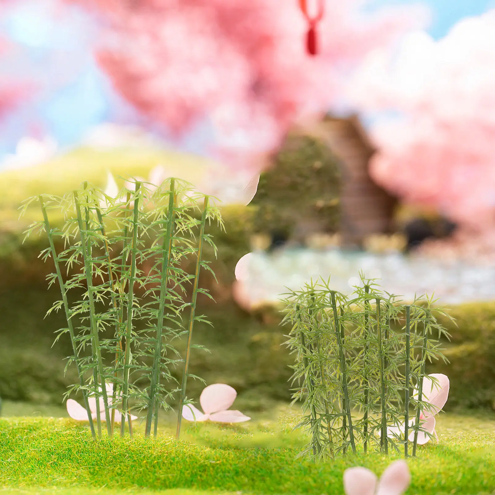 50Pcs Miniature Bamboo Trees Mini Artificial Green Plants for Architecture Scenery Train Landscaping Micro Landscape Decoration view 3
