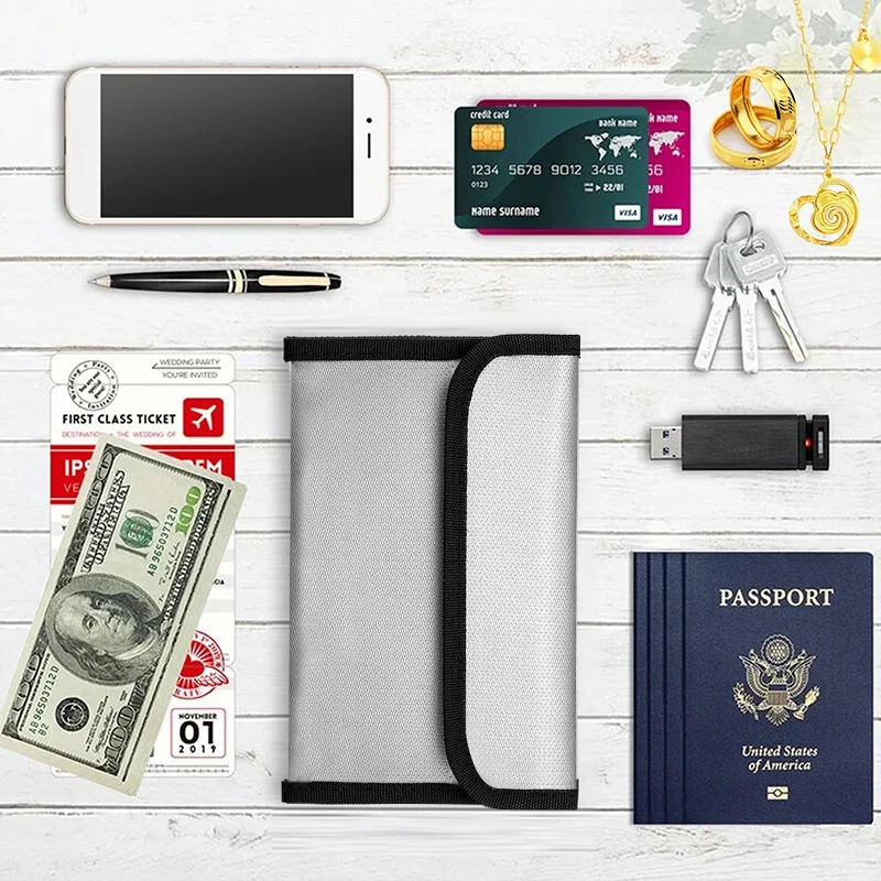 

20.5x12cm Fireproof Document Bag Zipper Closure Cash Safe Storage Waterproof Pouch with Sticky Strip for Certificates Money Card