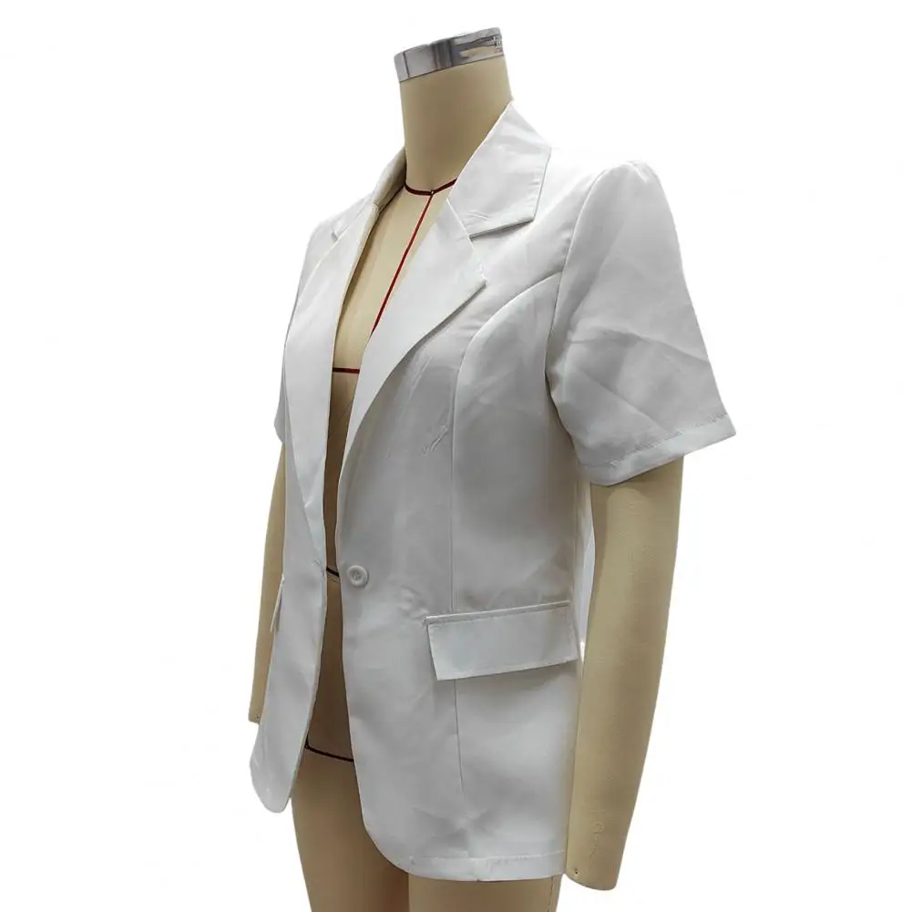 Lightweight Suit Coat Stylish Women's Business Suit Jackets Short Sleeve Lapel Coat Classic for Casual Wear Solid for Summer