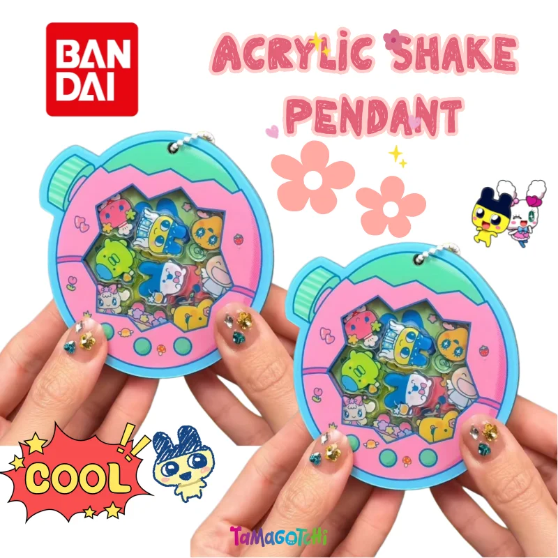 Novo Pingente de Acrílico Bandai Tamagotchi Kuchipatchi, Chaveiro de Anime e Desenho Animado com Cores Vibrantes, Decoração para Mochila Escolar